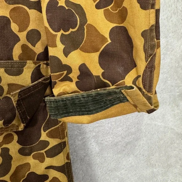 VINTAGE Sears Field Tested‎ Camo Duck Hunting Jacket Corduroy Collar Mens Large - Picture 3 of 14